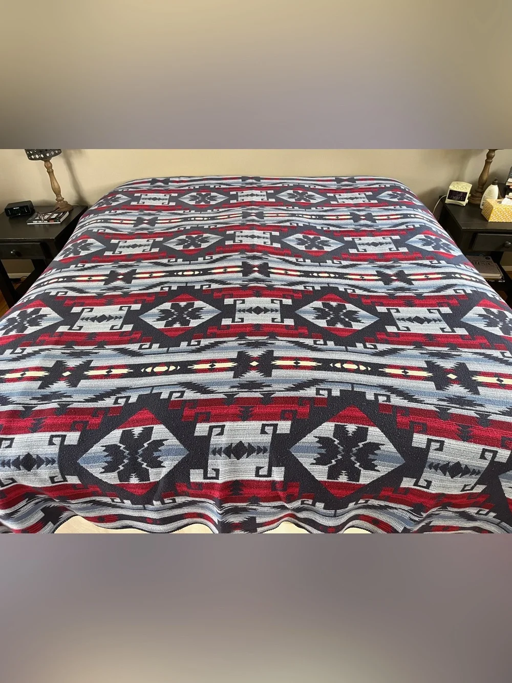 Vtg RALPH LAUREN All Cotton Cartwright Blanket Aztec Southwest Tribal 90x90 USA